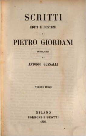 Opere di Pietro Giordani. 10, Scritti editi e postumi di Pietro Giordani ; 3