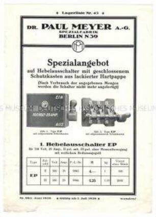 Schutzschalter für 500 Volt und 25 Ampere
