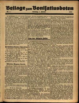 Zweite Ausgabe vom Sonntag, den 01. Januar 1933.
