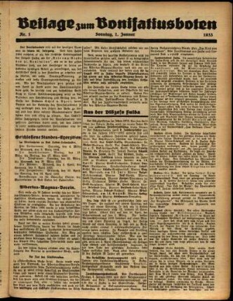 Zweite Ausgabe vom Sonntag, den 01. Januar 1933.