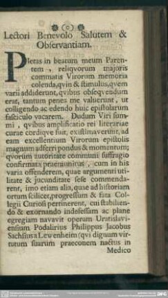 Lectori Benevolo Slautem & Observantiam