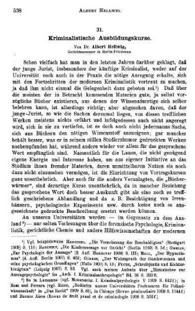 538-543, Kriminalistische Ausbildungskurse