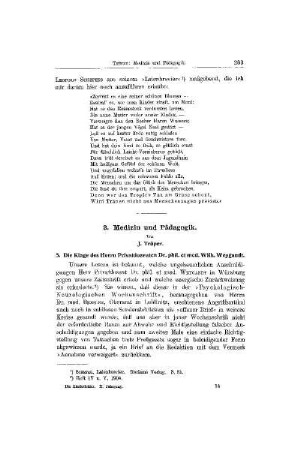Medizin und Pädagogik : 5. Die Klage des Herrn Privatdozenten Dr. phil. et med. Wilh. Weygandt