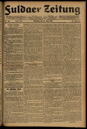 Erste Ausgabe vom Dienstag, den 10. Juni 1913.