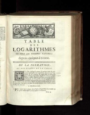 Table des logarithmes.