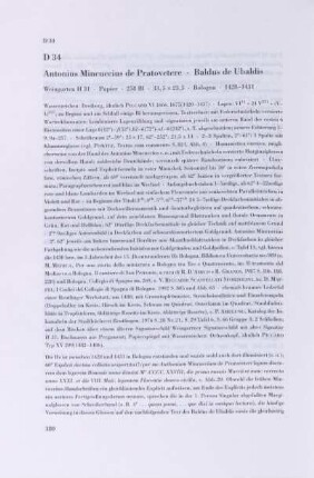 D 34. Antonius Mincuccius de Pratovetere, Baldus de Ubaldis