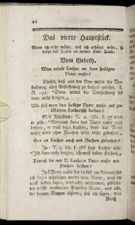 Das vierte Hauptstück. [...] Vom Gebeth.