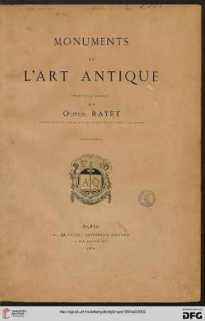 Tafeln: Monuments de l'art antique