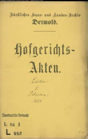 Lücken, Hermann gegen Michael Petersen und Albert Lude - Herausgabe von Mobilien