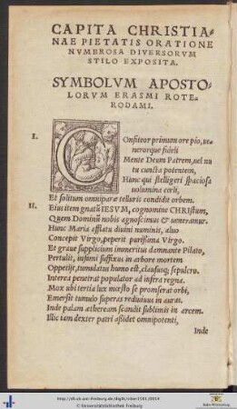 Capita Christianae Pietatis Oratione Numerosa Diversorum Stilo Exposita