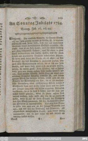 Am Sonntag Jubilate 1784. Evang. Joh. 16, 16 - 23.