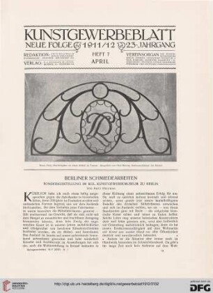 Berliner Schmiedearbeiten: Sonderausstellung im kgl. Kunstgewerbemuseum zu Berlin