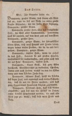 Das Dritte. Mel. Jhr Gedanken haltet ein.