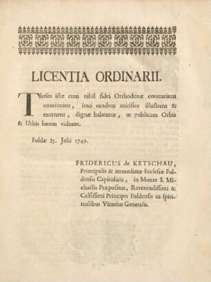 Licentia ordinarii.