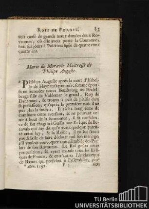 Marie de Moravie Maitresse de Philipe Auguste.