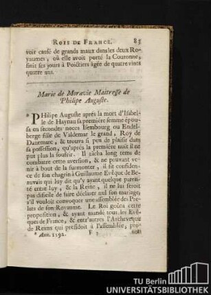 Marie de Moravie Maitresse de Philipe Auguste.