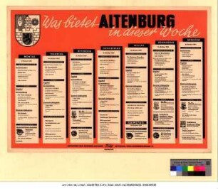 Originaltitel: Was bietet Altenburg in dieser Woche 9. Oktober bis 15. Oktober 1950