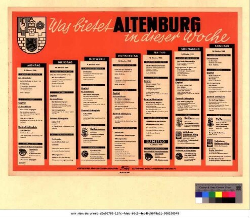 Originaltitel: Was bietet Altenburg in dieser Woche 9. Oktober bis 15. Oktober 1950