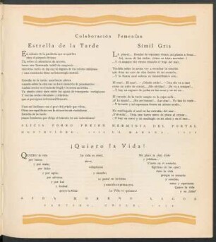 Colaboración Femenina : Estrella de la Tarde; Símil Gris; ¡Quiero la Vida!
