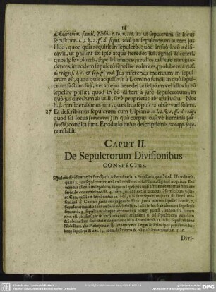 Caput II. De Sepulcrorum Divisionibus