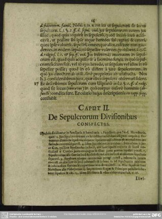 Caput II. De Sepulcrorum Divisionibus