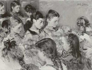 Klöppelschule, Gemälde, um 1900