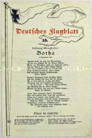 Flugblatt mit drei patriotischen Gedichten von Ludwig Ganghofer