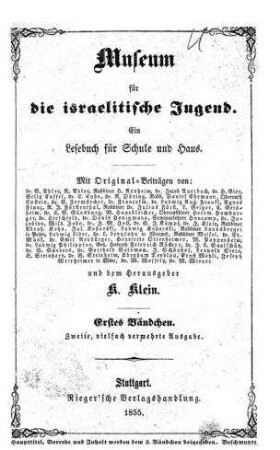 In: Museum für die israelitische Jugend ; Band 1