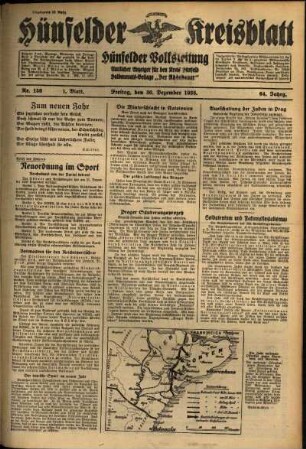 Erste Ausgabe vom Freitag, den 30. Dezember 1938.