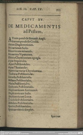 Caput XV. De Medicamentis ad Pestem