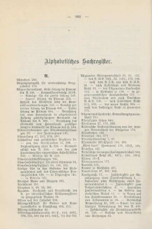 Alphabetisches Sachregister.