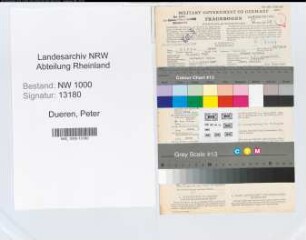 Entnazifizierung Peter Dueren, geb. 10.04.1898 (Verwaltungsgehilfe)