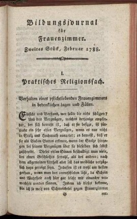 Zweites Stück, Februar 1788