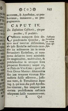 Caput IV. De Definitione Castitatis, ejusque gradibus, & præsidiis.