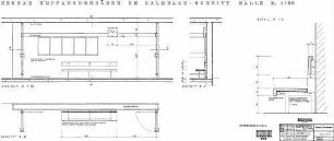 Calmbach: Neubau Empfangsgebäude, Halle mit Sitzbank Empfangsgeb.
