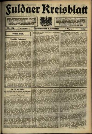 Dritte Ausgabe vom Samstag, den 05. November 1910.
