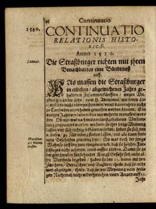 Continuatio Relationis Historicae. Anno 1530.