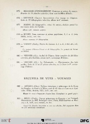 Recueils de vues – voyages (Nr. 882-900)