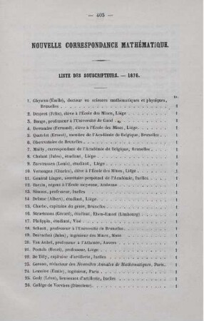 Nouvelle correspondance mathématique.