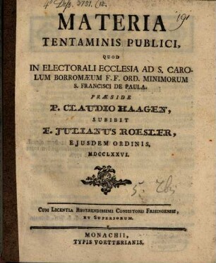Materia tentaminis publici