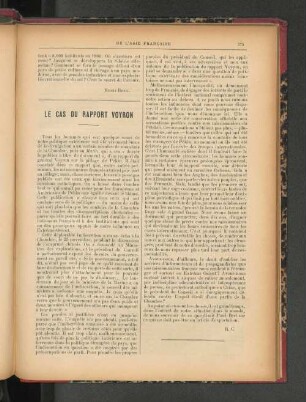 Le Cas du Rapport Voyron.