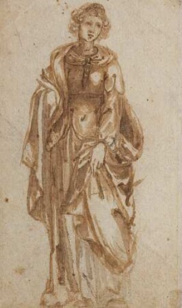 Stehende weibliche Figur in zeitgenössischer Tracht
