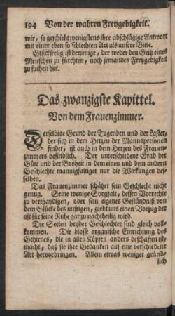Das zwanzigste Kapittel. Von dem Frauenzimmer