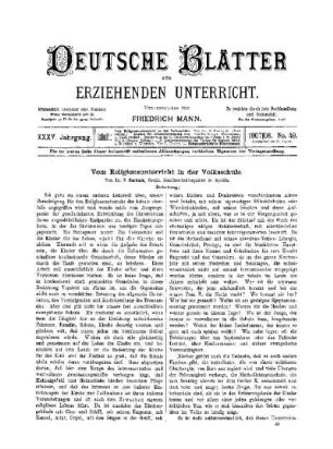 Vom Religionsunterricht in der Volksschule : (Fortsetzung)