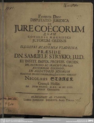 Dispuatatio de jure coecorum