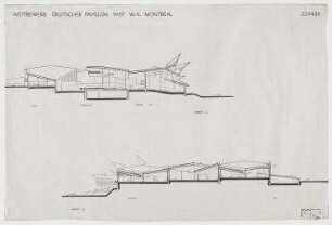 Wettbewerb Pavillon der Bundesrepublik Deutschland, Weltausstellung 1967 (nicht realisiert) – Schnitte. Montreal/Kanada
