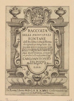 Raccolta delle principali fontane, Titelblatt
