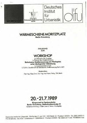 Einladung und Angebot: Workshop               Wärmeschiene Moritzplatz