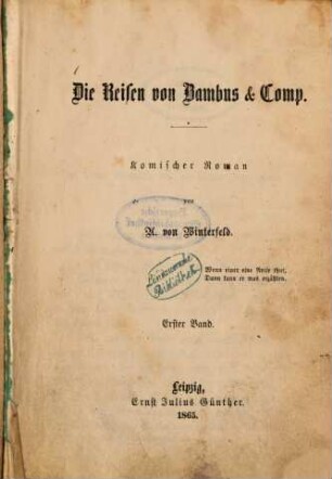 Die Reisen von Bambus [und] Comp. : komischer Roman, 1