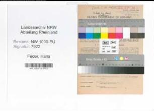 Entnazifizierung Hans Feder, geb. 24.10.1908 (Arzt)